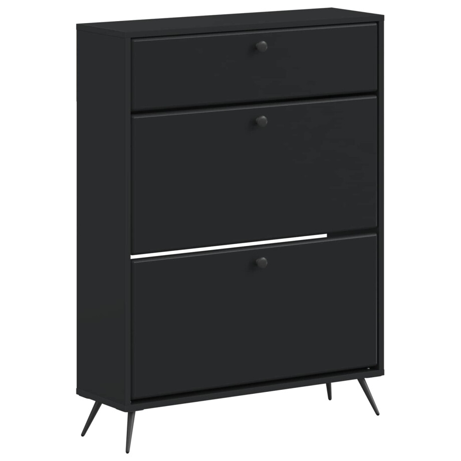 vidaXL Schoenenkast BREDA 78 x 24 x 103 cm Bewerkt hout Zwart vidaXL Schoenenkast BREDA 78 x 24 x 103 cm Bewerkt hout Zwart afbeelding 1