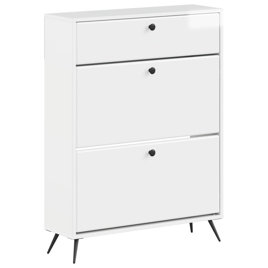 vidaXL Schoenenkast BREDA 78 x 24 x 103 cm Bewerkt hout Hoogglans Wit afbeelding 1