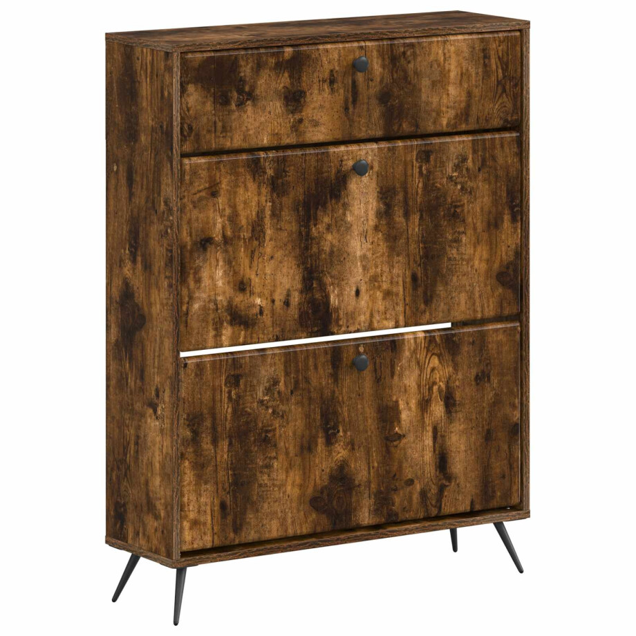 vidaXL Schoenenkast BREDA 78 x 24 x 103 cm Bewerkt hout Gerookt eiken afbeelding 1