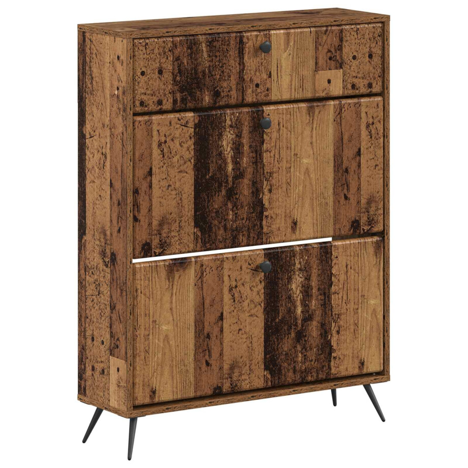 vidaXL Schoenenkast BREDA 78 x 24 x 103 cm Bewerkt hout Oud hout vidaXL Schoenenkast BREDA 78 x 24 x 103 cm Bewerkt hout Oud hout afbeelding 1