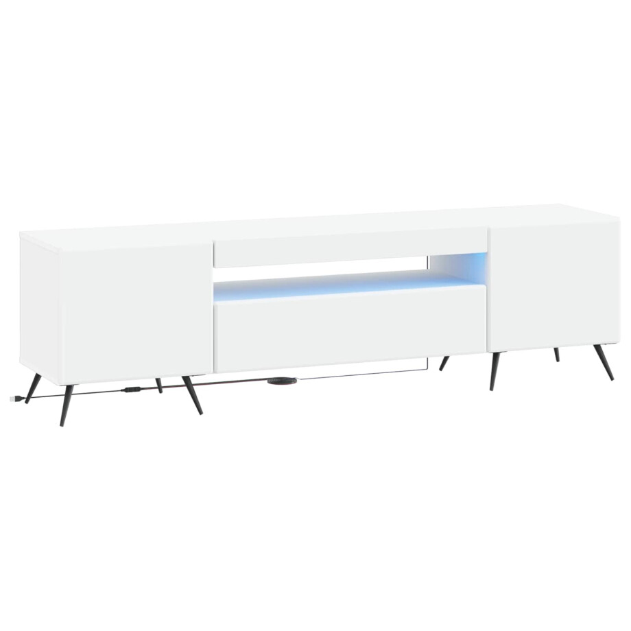 vidaXL LED tv-meubel Wit Bewerkt hout vidaXL LED tv-meubel Wit Bewerkt hout afbeelding 1