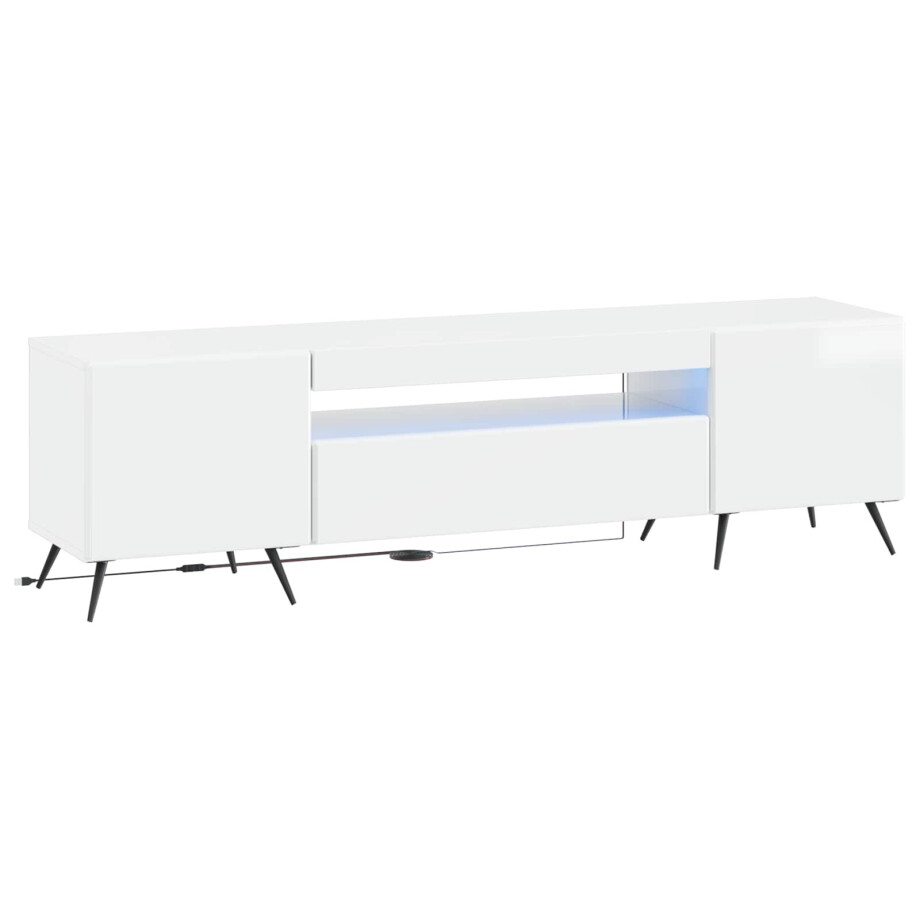 vidaXL LED tv-meubel Hoogglans Wit Bewerkt hout afbeelding 1