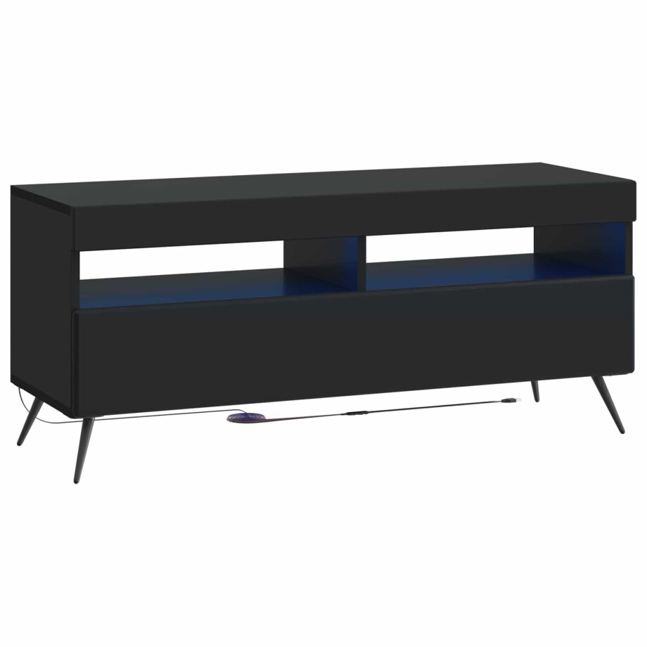 vidaXL LED tv-meubel Zwart Bewerkt hout afbeelding 1
