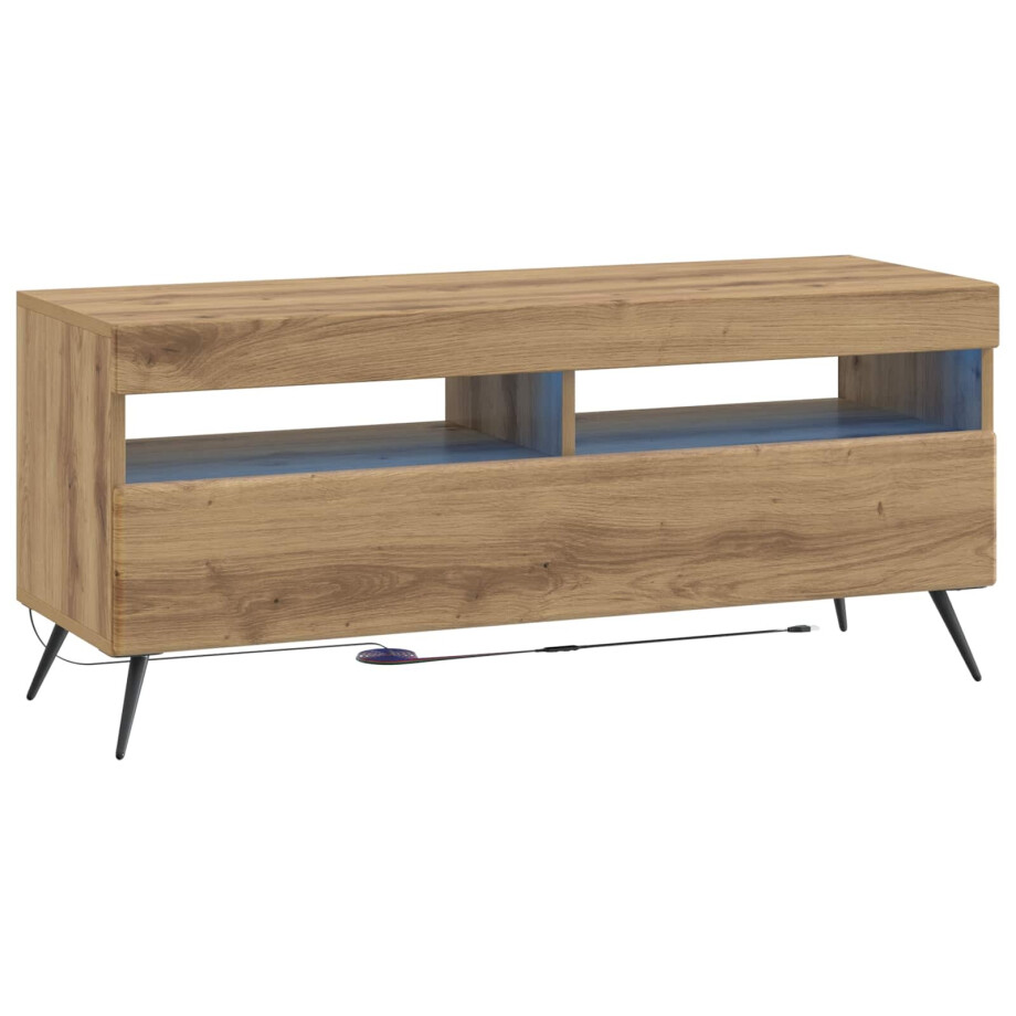 vidaXL LED tv-meubel Artisanaal eiken Bewerkt hout vidaXL LED tv-meubel Artisanaal eiken Bewerkt hout afbeelding 1