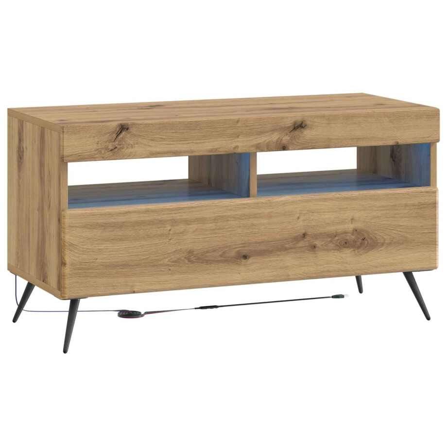 vidaXL LED tv-meubel Artisanaal eiken Bewerkt hout vidaXL LED tv-meubel Artisanaal eiken Bewerkt hout afbeelding 1