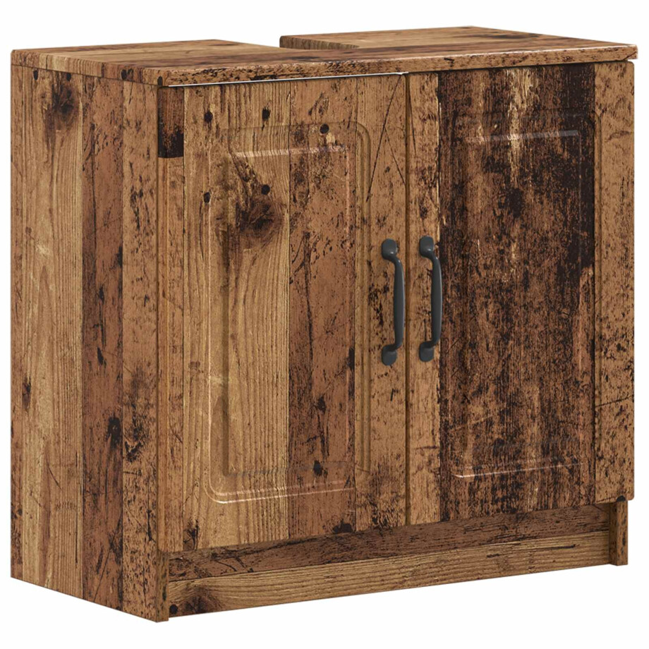 vidaXL Badkamer wastafelkast UTRECHT Oud hout 59,5 x 31,5 x 59 cm afbeelding 1