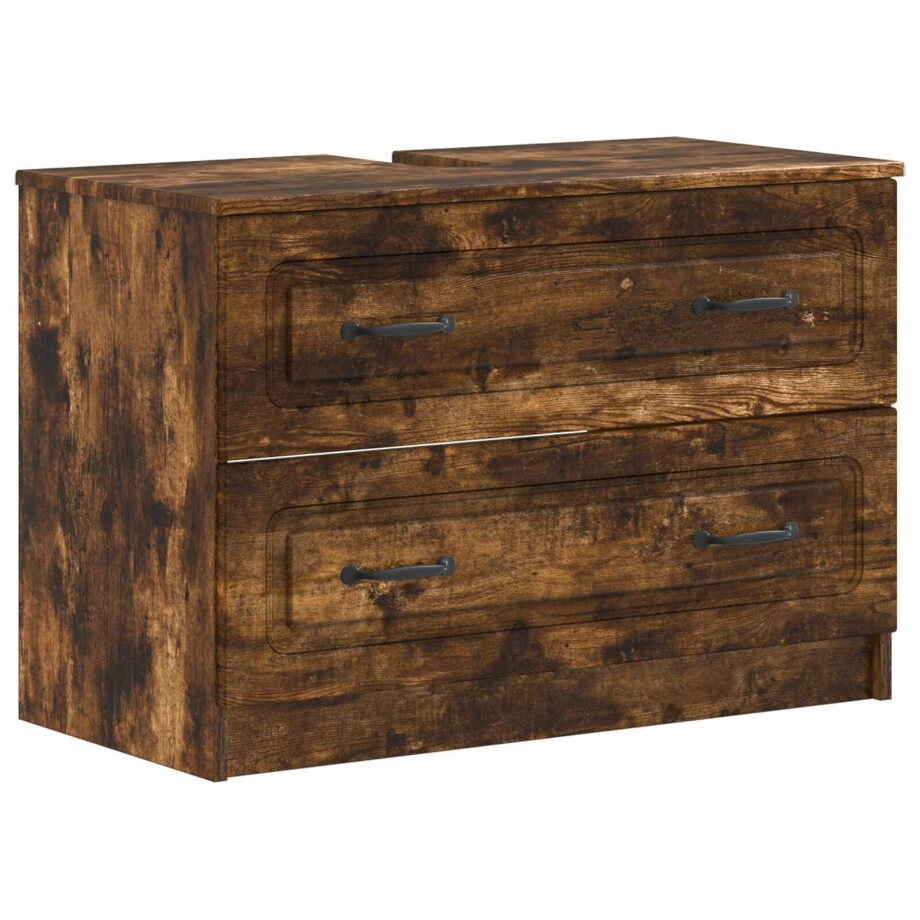 vidaXL Badkamer wastafelkast UTRECHT Gerookt eiken 82 x 41 x 56 cm afbeelding 1
