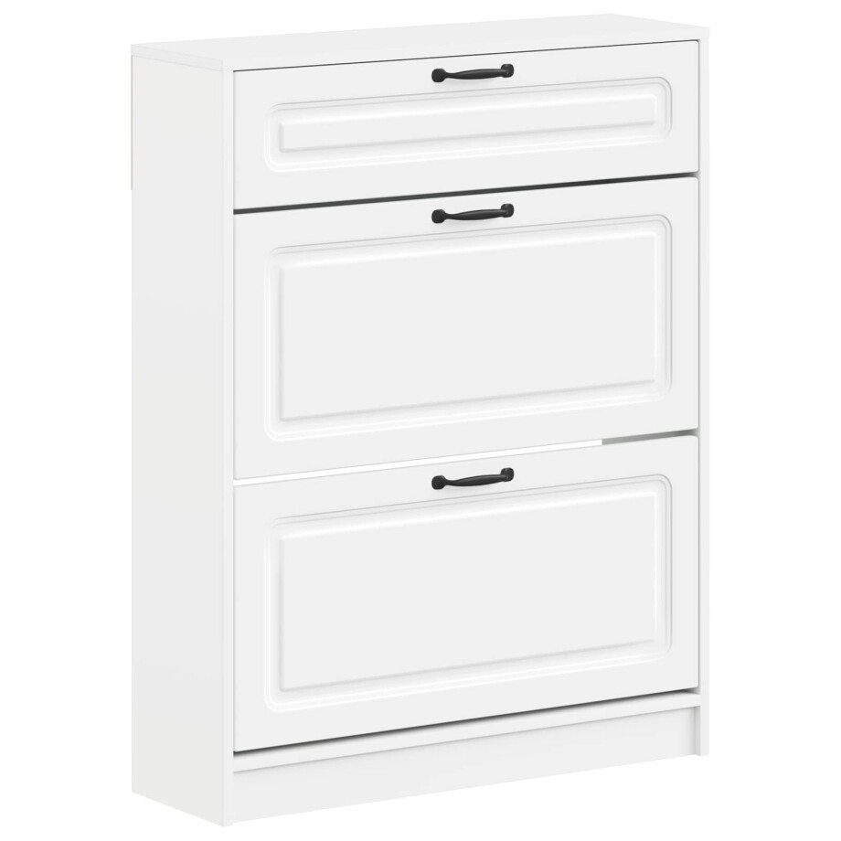 vidaXL Schoenenkast UTRECHT 78 x 24 x 100 cm Bewerkt hout Wit afbeelding 1