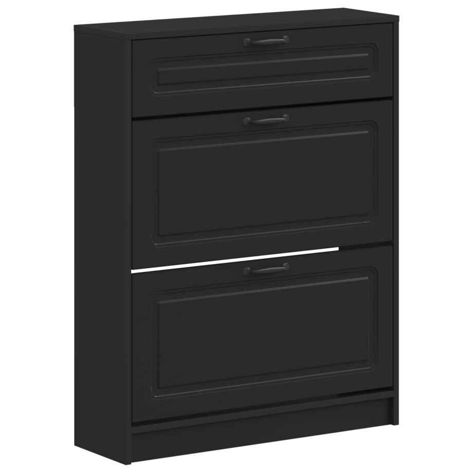 vidaXL Schoenenkast UTRECHT 78 x 24 x 100 cm Bewerkt hout Zwart vidaXL Schoenenkast UTRECHT 78 x 24 x 100 cm Bewerkt hout Zwart afbeelding 1