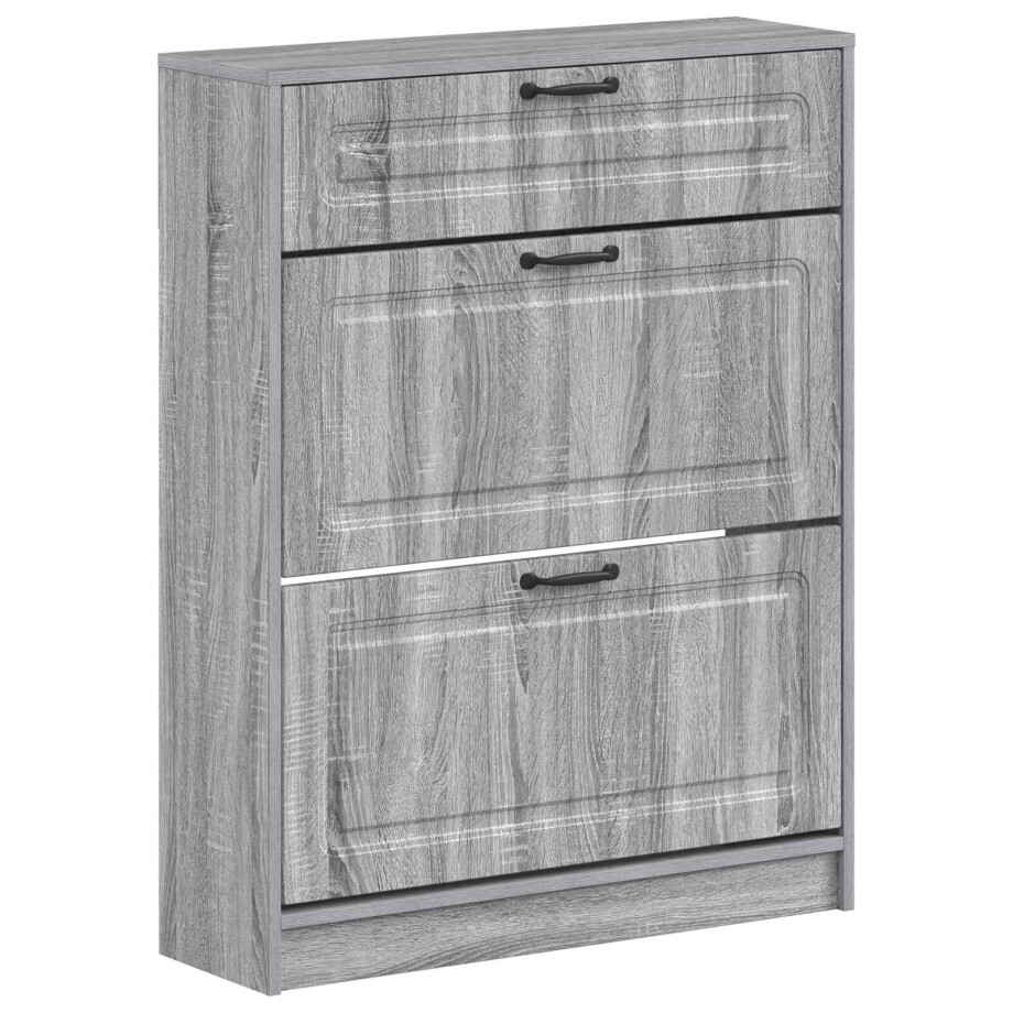vidaXL Schoenenkast UTRECHT 78 x 24 x 100 cm Bewerkt hout Grijs Sonoma vidaXL Schoenenkast UTRECHT 78 x 24 x 100 cm Bewerkt hout Grijs Sonoma afbeelding 1