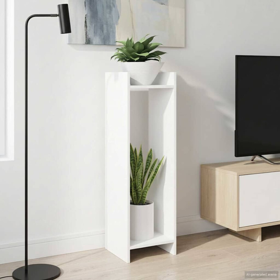 vidaXL Plantenstandaard Wit 30 x 30 x 100 cm Geconstrueerd hout afbeelding 1