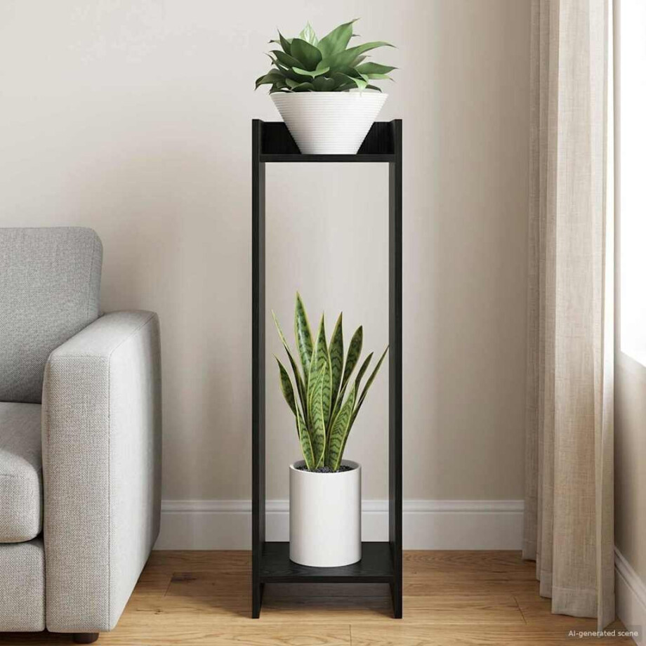 vidaXL Plantenstandaard Zwarte Eik 30 x 30 x 100 cm Geconstrueerd hout afbeelding 1