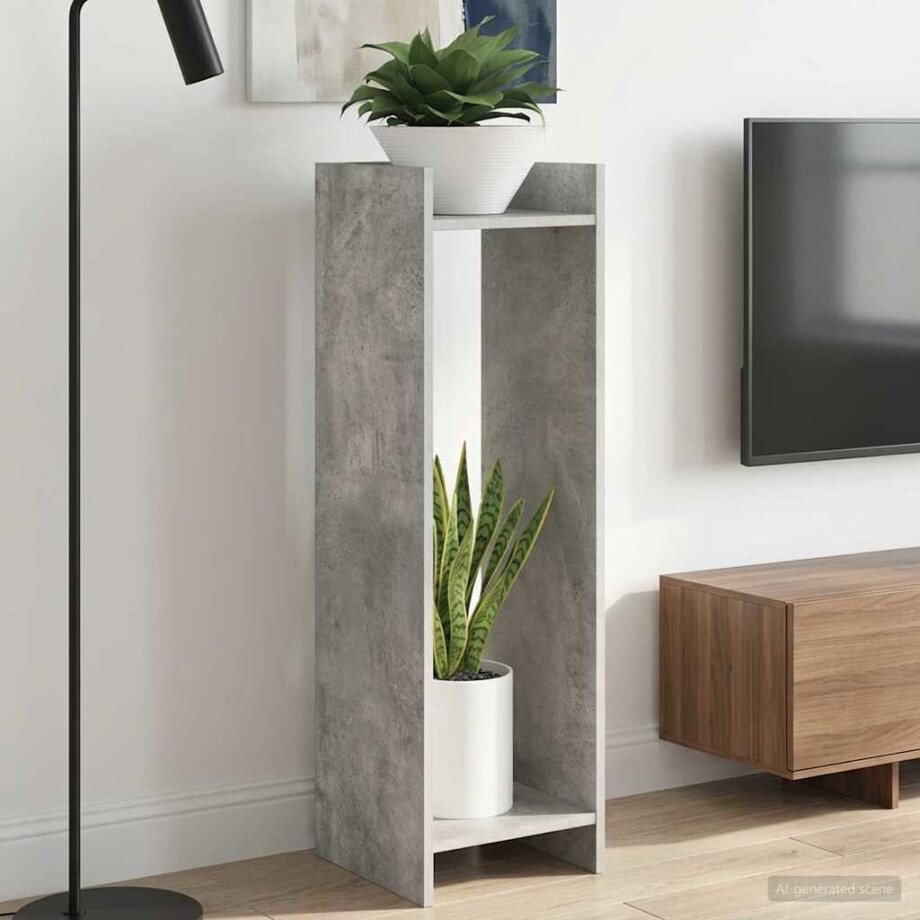 vidaXL Plantenstandaard met plank 2 pcs Beton Grijs 30 x 30 x 100 cm vidaXL Plantenstandaard met plank 2 pcs Beton Grijs 30 x 30 x 100 cm afbeelding 1