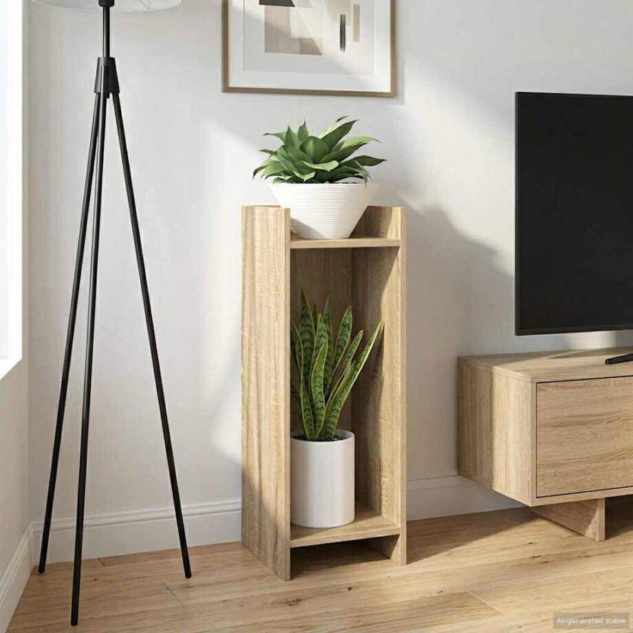 vidaXL Plantenstandaard met plank Sonoma Eiken 30 x 30 x 80 cm vidaXL Plantenstandaard met plank Sonoma Eiken 30 x 30 x 80 cm afbeelding 1