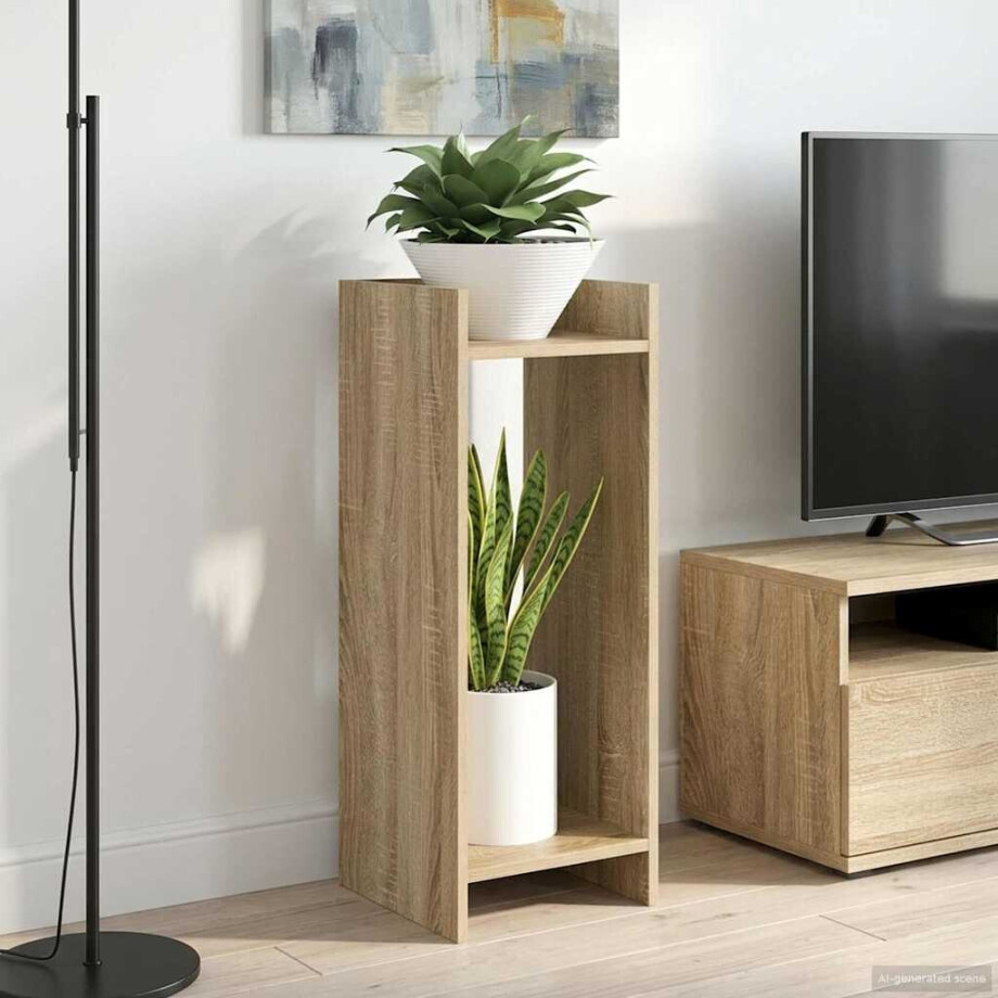vidaXL Plantenstandaard met plank 2 pcs Sonoma Eiken 30 x 30 x 80 cm vidaXL Plantenstandaard met plank 2 pcs Sonoma Eiken 30 x 30 x 80 cm afbeelding 1