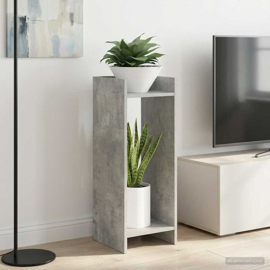 vidaXL Plantenstandaard met plank 2 pcs Beton Grijs 30 x 30 x 80 cm vidaXL Plantenstandaard met plank 2 pcs Beton Grijs 30 x 30 x 80 cm afbeelding 1