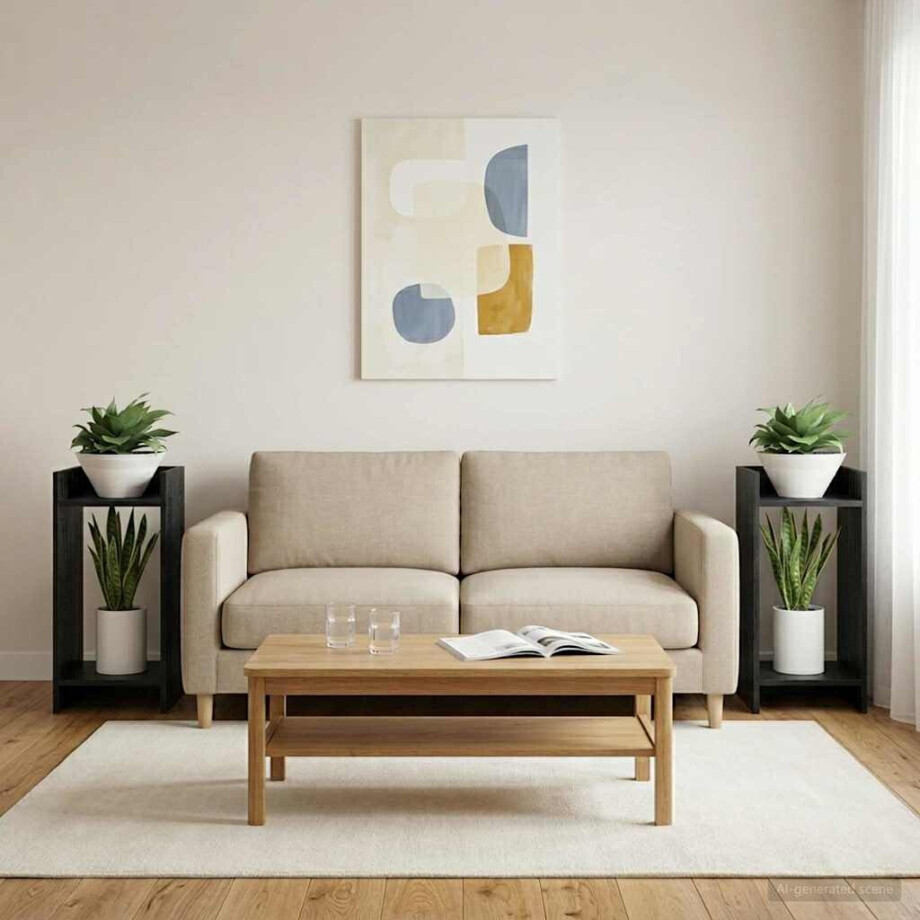 vidaXL Plantenstandaard Zwarte Eik 30 x 30 x 60 cm Geconstrueerd hout afbeelding 1