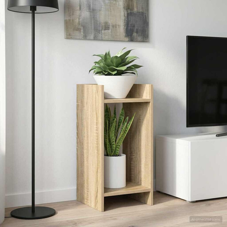 vidaXL Plantenstandaard met plank Sonoma Eiken 30 x 30 x 60 cm vidaXL Plantenstandaard met plank Sonoma Eiken 30 x 30 x 60 cm afbeelding 1