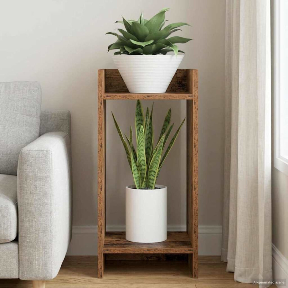 vidaXL Plantenstandaard Oudhout 30 x 30 x 60 cm Geconstrueerd hout afbeelding 1