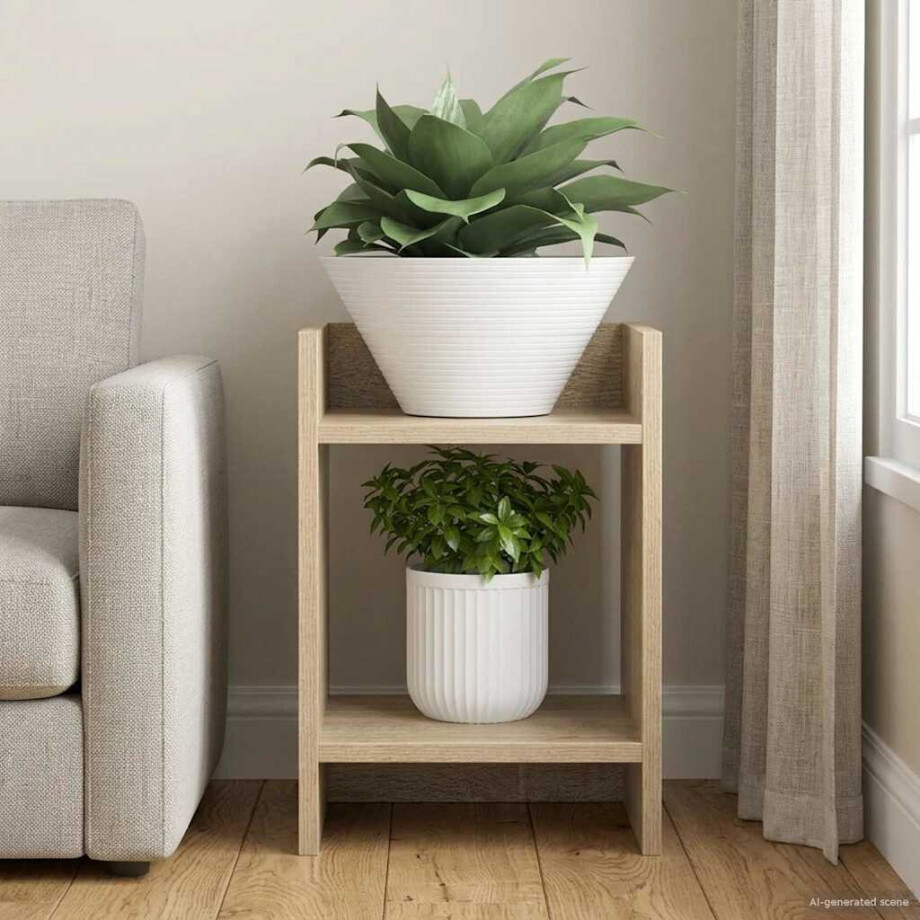 vidaXL Plantenstandaard met plank Sonoma Eiken 30 x 30 x 40 cm vidaXL Plantenstandaard met plank Sonoma Eiken 30 x 30 x 40 cm afbeelding 1