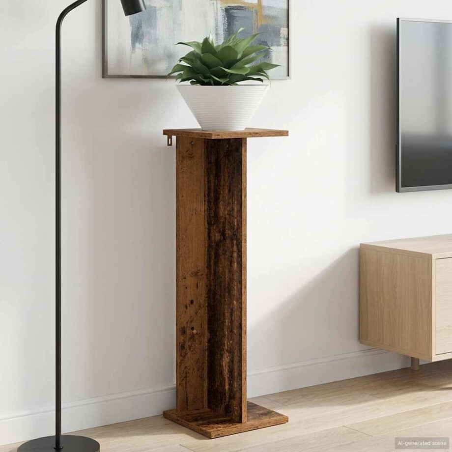 vidaXL Plantenstandaard Oudhout 25 x 25,5 x 80,5 cm Geconstrueerd hout afbeelding 1