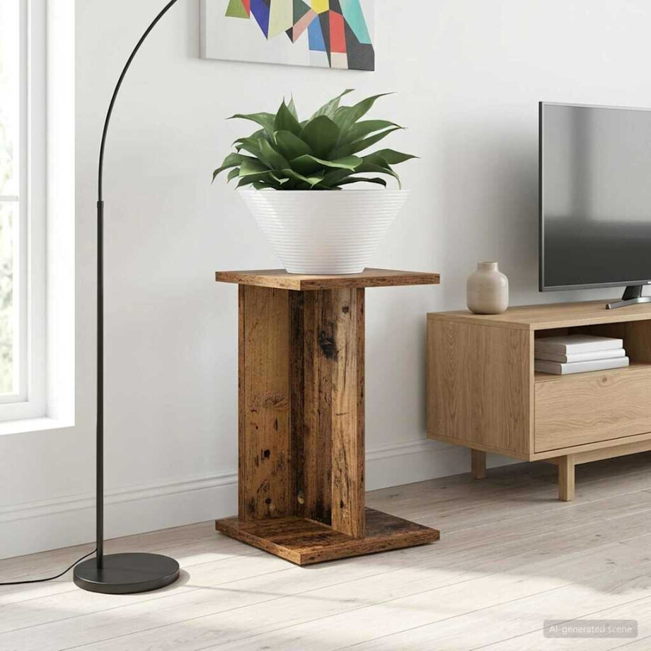 vidaXL Plantenstandaard Oudhout 25 x 25,5 x 40,5 cm Geconstrueerd hout afbeelding 1