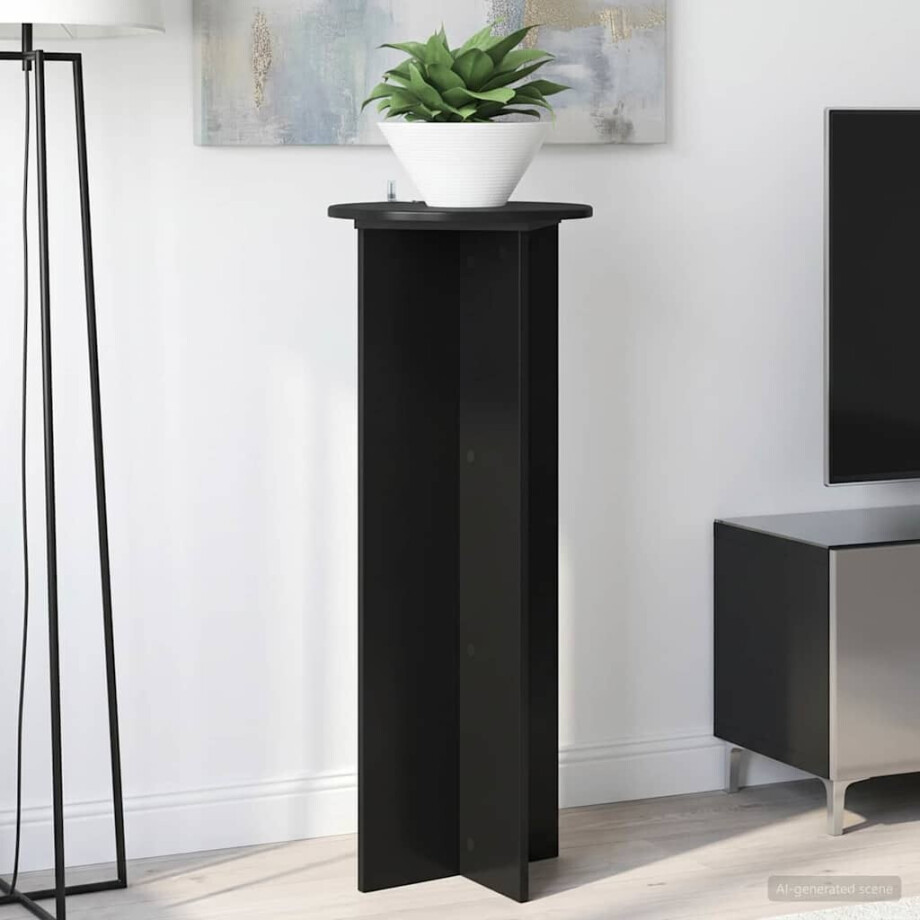vidaXL Plantenstandaard 2 pcs Zwart Ø40 x 100 cm Bewerkt hout afbeelding 1