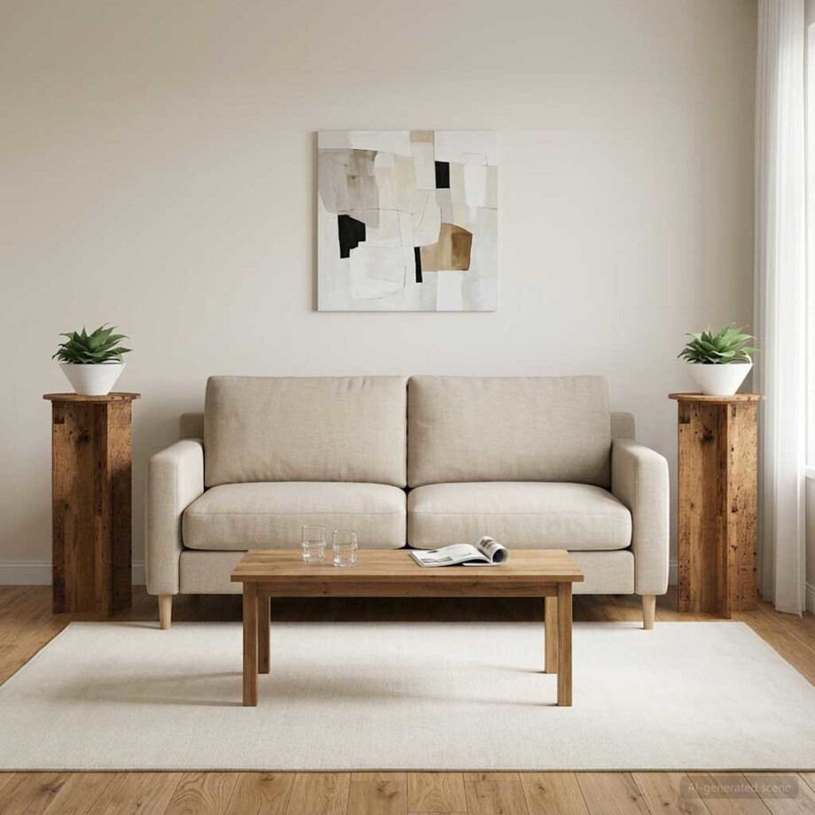 vidaXL Plantenstandaard 2 pcs Oud hout Ø40 x 100 cm Bewerkt hout afbeelding 1