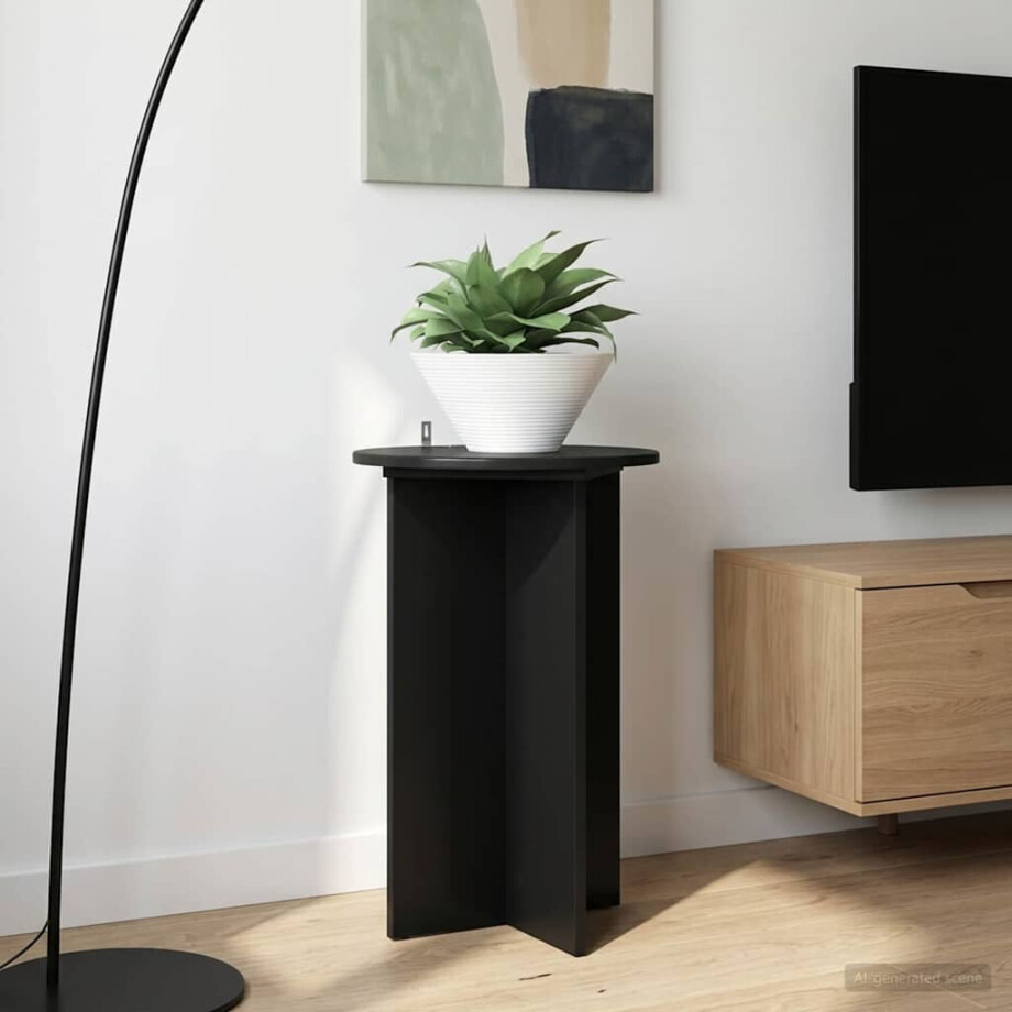 vidaXL Plantenstandaard 2 pcs Zwart Ø40 x 60 cm Bewerkt hout afbeelding 1