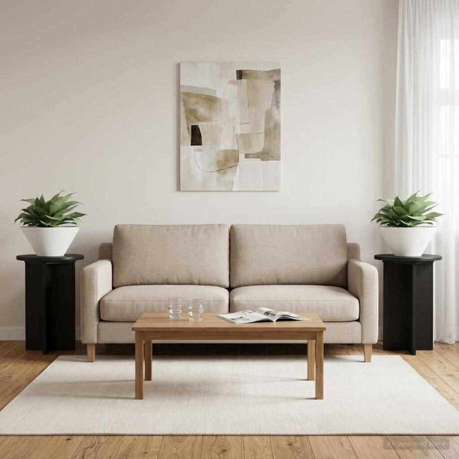 vidaXL Plantenstandaard 2 pcs Zwart Ø29,5 x 40 cm Bewerkt hout afbeelding 1