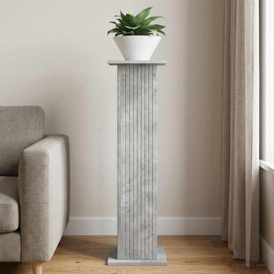 vidaXL Plantenstandaard Betongrijs 30,5 x 30 x 100,5 cm Bewerkt hout afbeelding 1