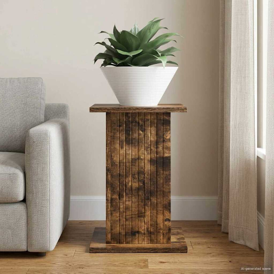 vidaXL Plantenstandaard Gerookt eiken 30,5 x 30 x 43 cm Bewerkt hout afbeelding 1