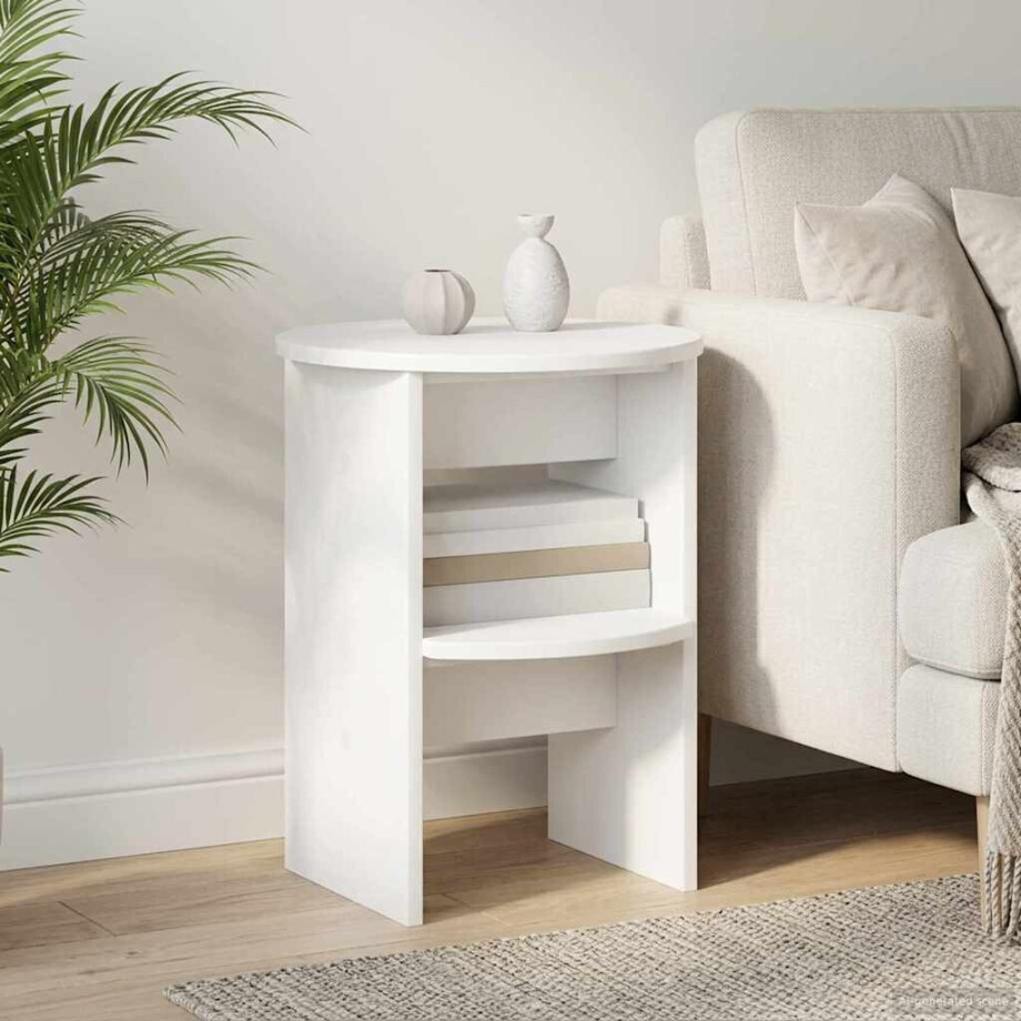 vidaXL Bijzetkast Wit Ø40 x 50 cm Geconstrueerd hout afbeelding 1