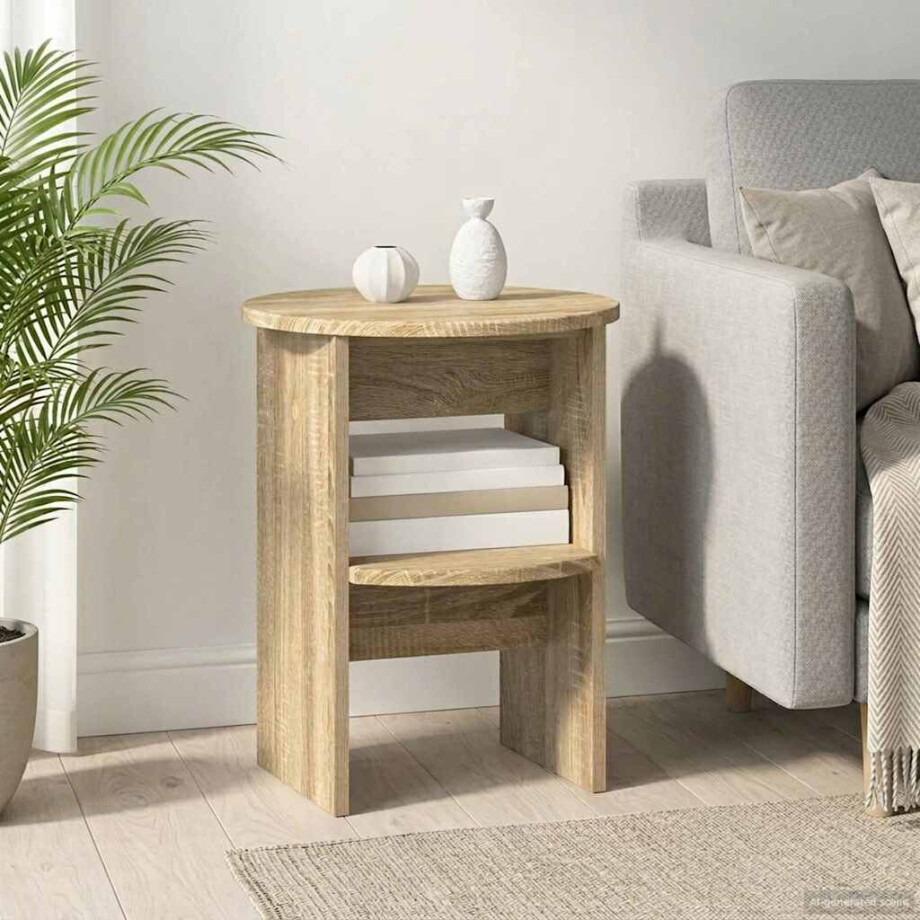 vidaXL Bijzetkast Sonoma Eiken Ø40 x 50 cm Geconstrueerd hout vidaXL Bijzetkast Sonoma Eiken Ø40 x 50 cm Geconstrueerd hout afbeelding 1
