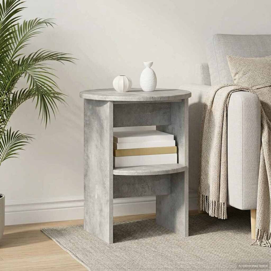 vidaXL Bijzetkast Beton Grijs Ø40 x 50 cm Geconstrueerd hout vidaXL Bijzetkast Beton Grijs Ø40 x 50 cm Geconstrueerd hout afbeelding 1