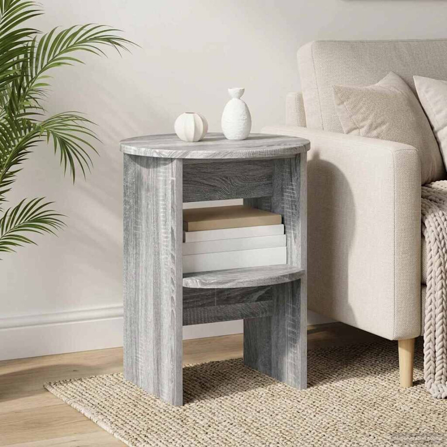vidaXL Bijzetkast 2 pcs Grijze Sonoma Ø40 x 50 cm Geconstrueerd hout afbeelding 1