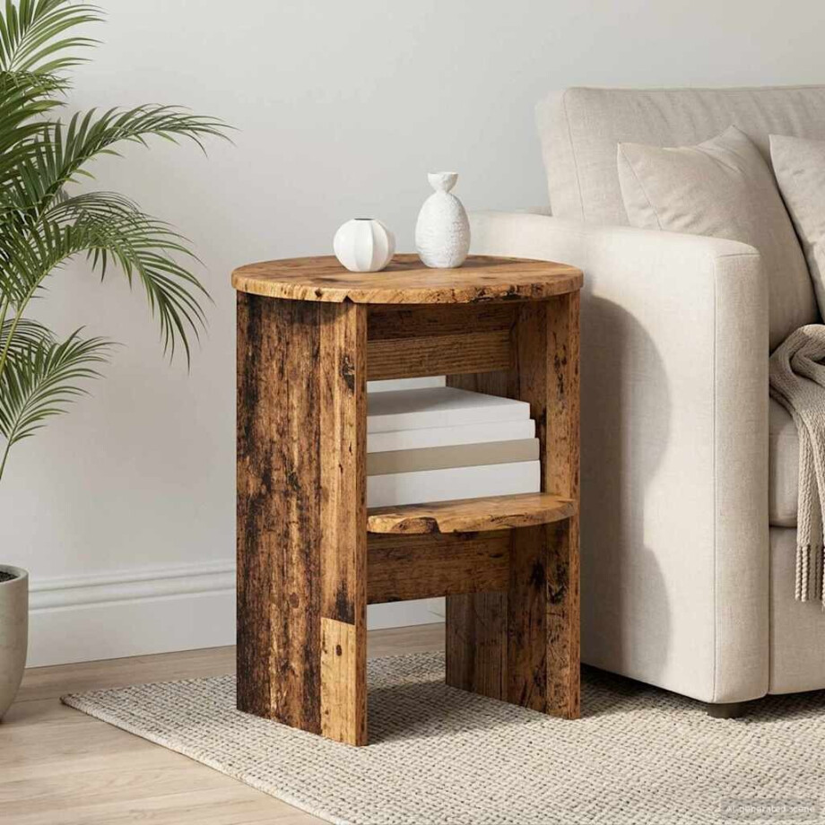vidaXL Bijzetkast Oudhout Ø40 x 50 cm Geconstrueerd hout vidaXL Bijzetkast Oudhout Ø40 x 50 cm Geconstrueerd hout afbeelding 1
