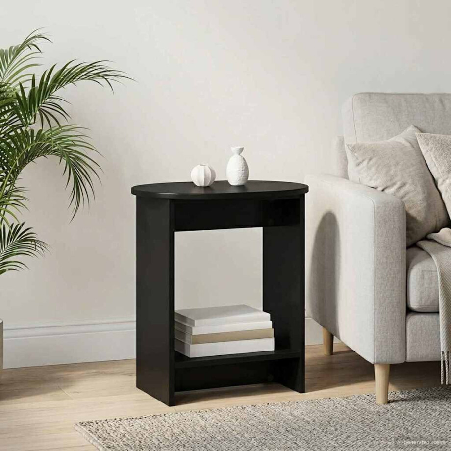 vidaXL Bijzettafel Zwart 50 x 39,5 x 55 cm Bewerkt hout afbeelding 1