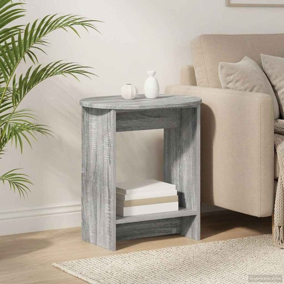 vidaXL Bijzettafel Grijs sonoma 50 x 39,5 x 55 cm Bewerkt hout afbeelding 1