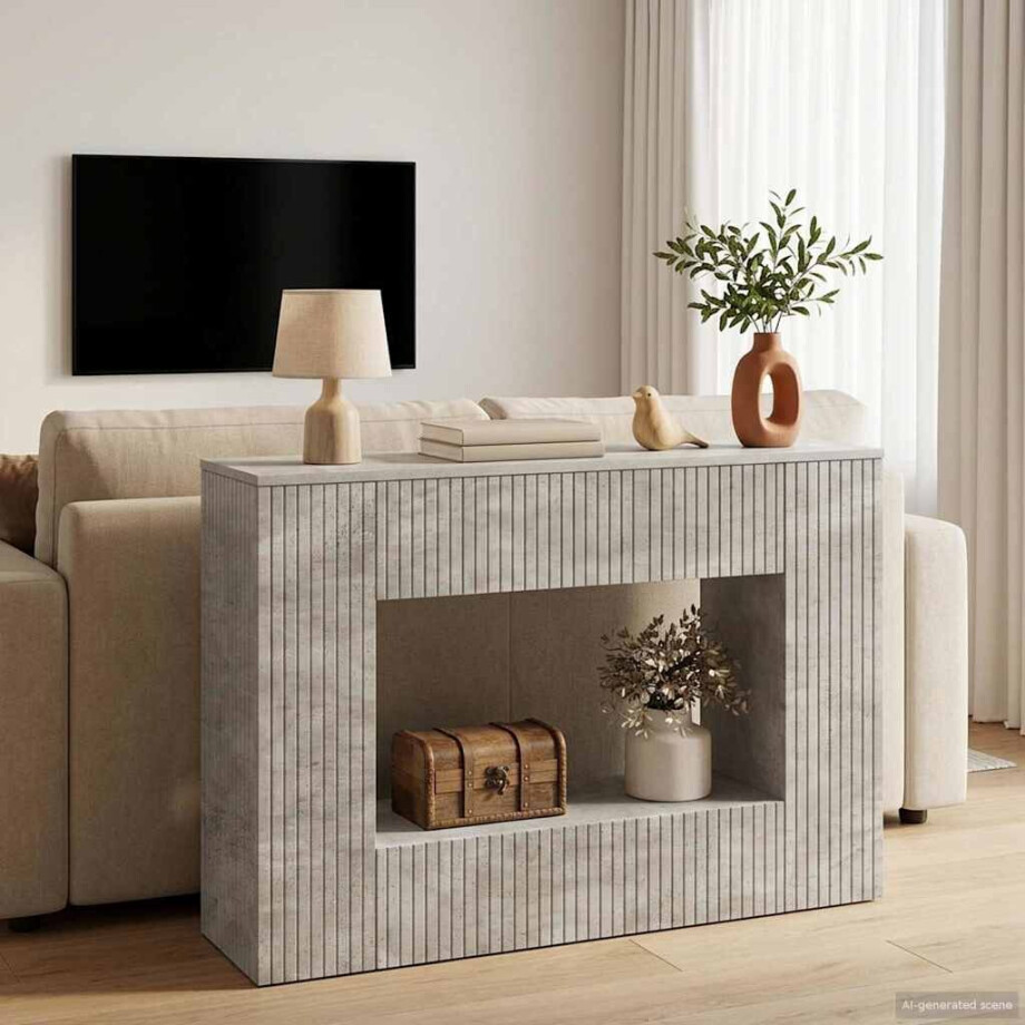vidaXL Wandtafel Beton Grijs 101 x 29 x 74 cm Geconstrueerd hout afbeelding 1