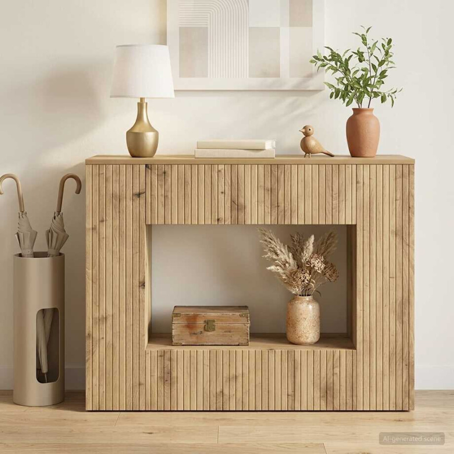 vidaXL Wandtafel Artisan Eik 101 x 29 x 74 cm Geconstrueerd hout vidaXL Wandtafel Artisan Eik 101 x 29 x 74 cm Geconstrueerd hout afbeelding 1