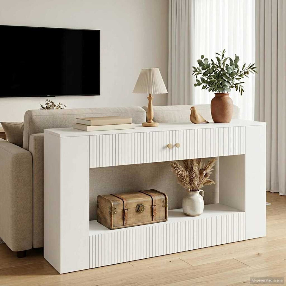 vidaXL Wandtafel Hoogglans Wit 155 x 29 x 74 cm Geconstrueerd hout vidaXL Wandtafel Hoogglans Wit 155 x 29 x 74 cm Geconstrueerd hout afbeelding 1