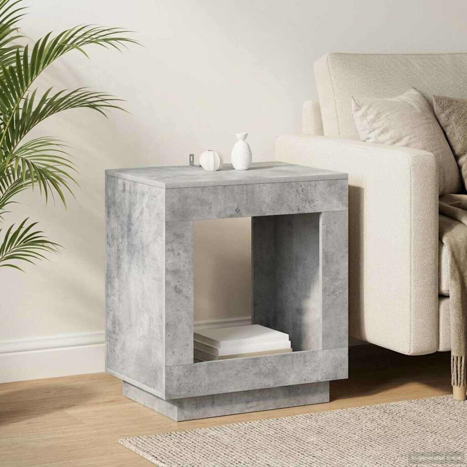 vidaXL Bijzettafel Betongrijs 60 x 40 x 65 cm Bewerkt hout vidaXL Bijzettafel Betongrijs 60 x 40 x 65 cm Bewerkt hout afbeelding 1