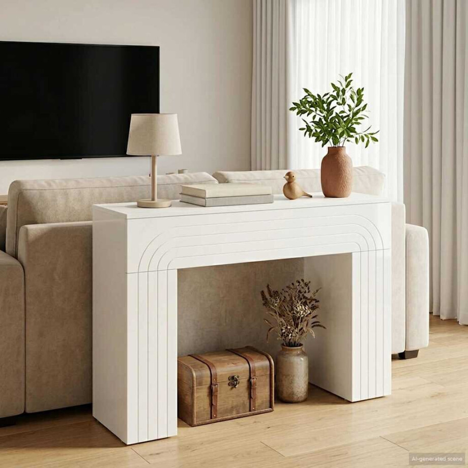 vidaXL Salontafel Hoogglans Wit 102 x 35 x 75 cm Bewerkt hout vidaXL Salontafel Hoogglans Wit 102 x 35 x 75 cm Bewerkt hout afbeelding 1