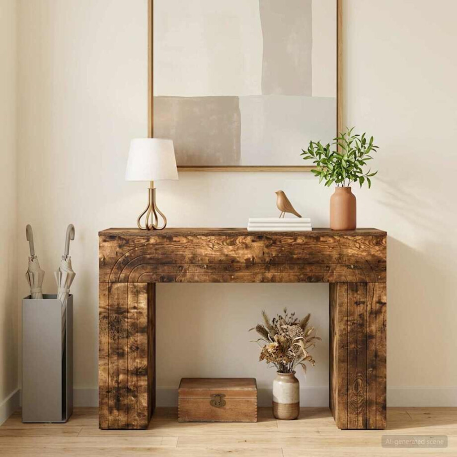 vidaXL Salontafel Gerookt eiken 102 x 35 x 75 cm Bewerkt hout vidaXL Salontafel Gerookt eiken 102 x 35 x 75 cm Bewerkt hout afbeelding 1