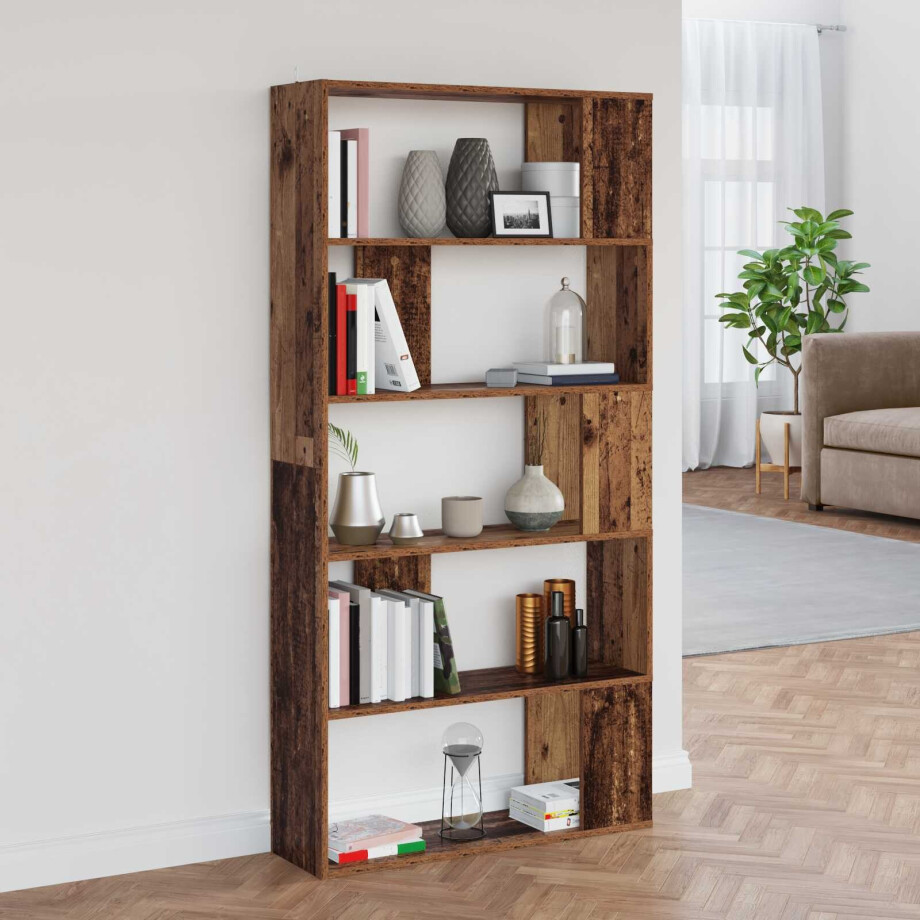 vidaXL Boekenkast Oudhout 80 x 24 x 159 cm Bewerkt hout afbeelding 1