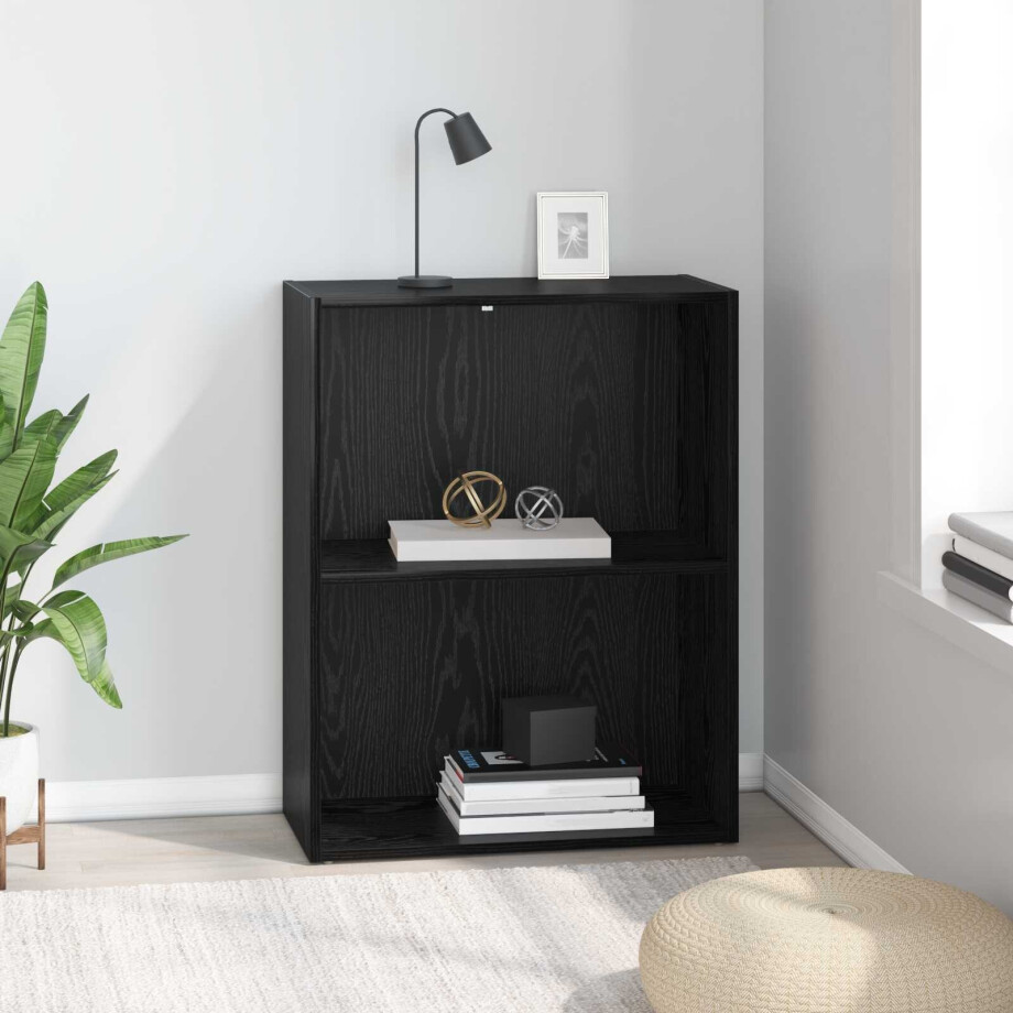 vidaXL Boekenkast Zwart Eiken 60 x 30 x 76.5 cm Bewerkt hout afbeelding 1