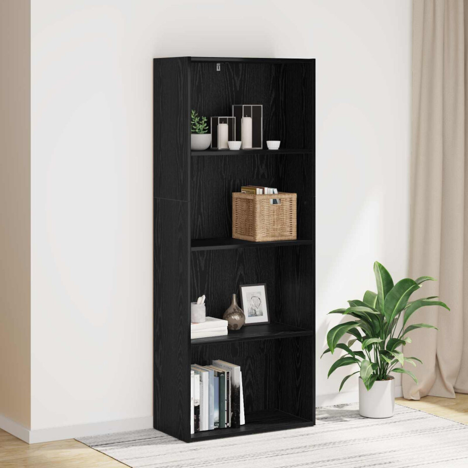 vidaXL Vrijstaande Boekenkast Zwart Eiken 60 x 30 x 151,5 cm afbeelding 1