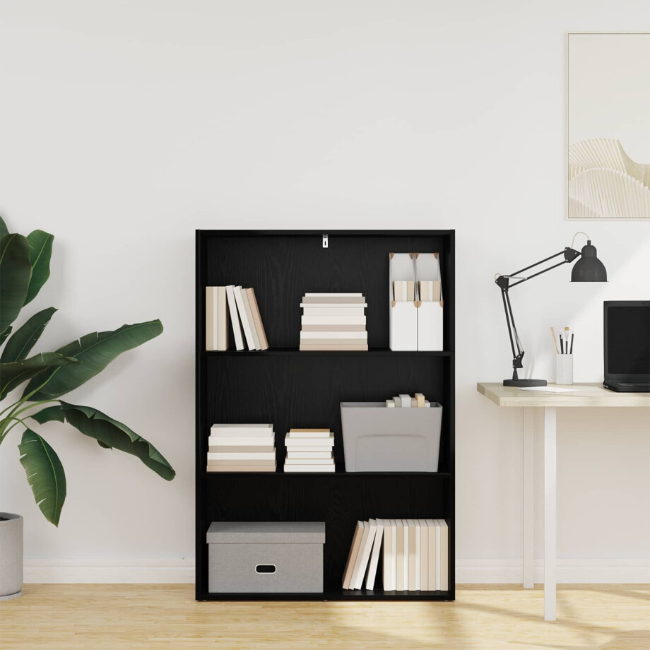vidaXL Boekenkast Zwart Eiken 80 x 30 x 114 cm Bewerkt hout afbeelding 1