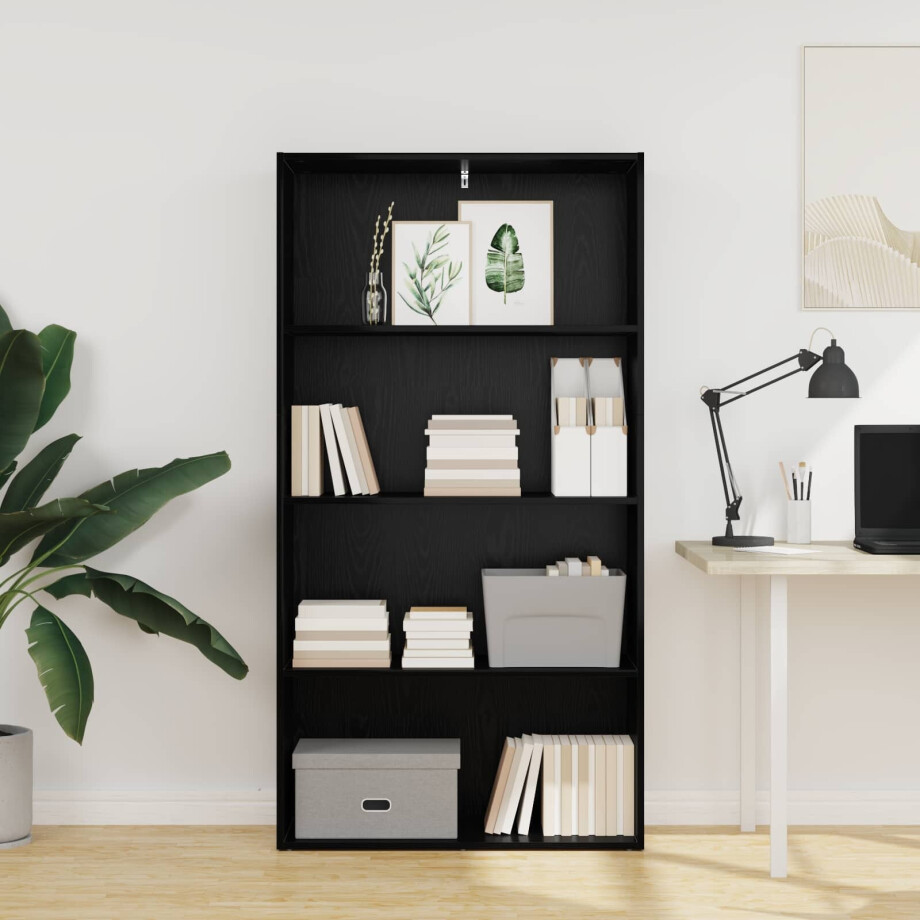 vidaXL Vrijstaande Boekenkast Zwart Eiken 80 x 30 x 152 cm afbeelding 1